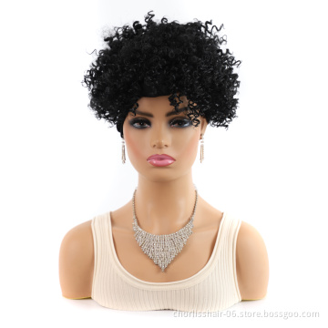 Wholesale Natural Blonde Black Kinky Cruly With Scarf And Bangs Short Heat Resistant Afro Synthetic Hair Headband Wigs For Women